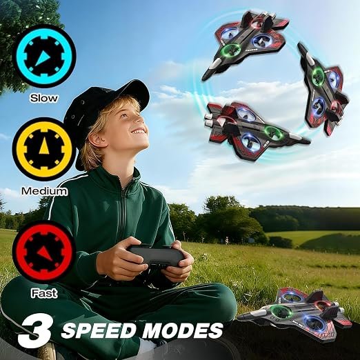 2-in-1 RC Jet Fighter & Mini Quadcopter Drone - 360° Stunt Flip, 2.4GHz Easy-to-Fly Remote Control Plane for Kids & Adults RC Fighter Jet doing 360 degree stunt flip